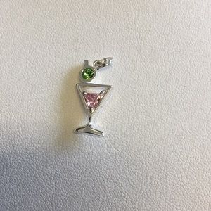 Sterling silver pink and green stone martini glass